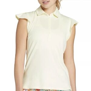 Walter Hagen Women's Clubhouse Flutter Sleeve Polo Athletic Top Yellow L‎